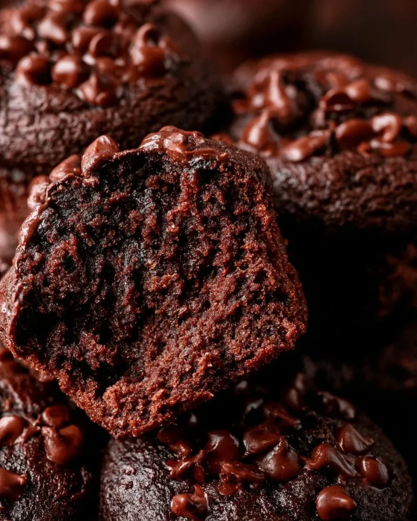 Deliciosos muffins de chocolate recién horneados, suaves y esponjosos.