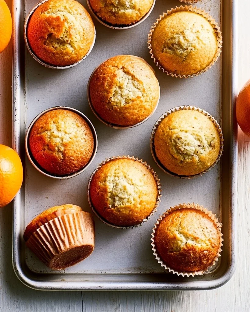 Muffins de Naranja y Cardamomo recién horneados en un plato