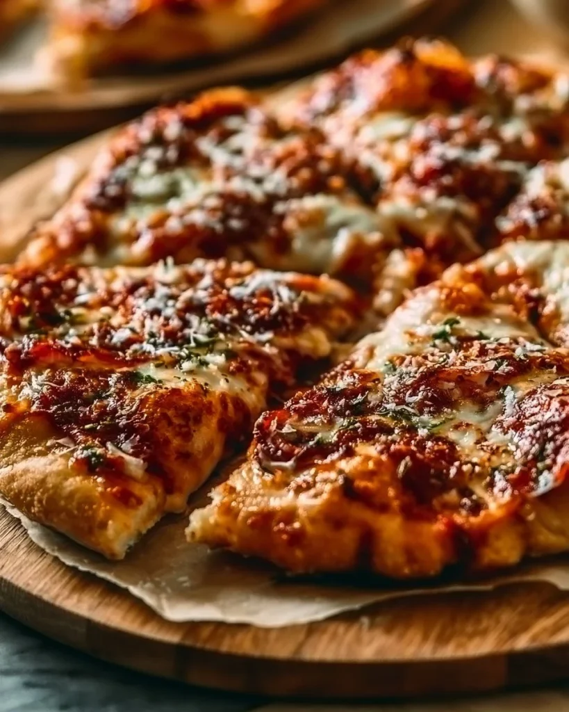 Deliciosa pizza brillante en una noche especial