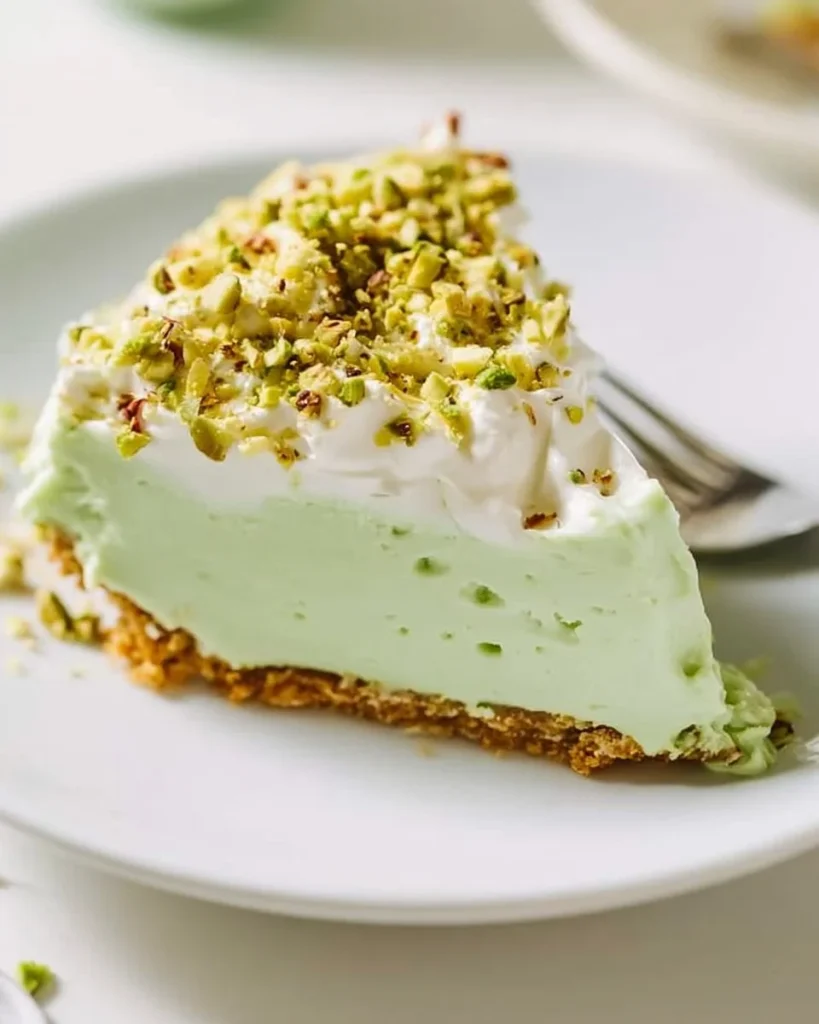 Pastel de Pistacho Sin Hornear decorado con nueces y mermelada.