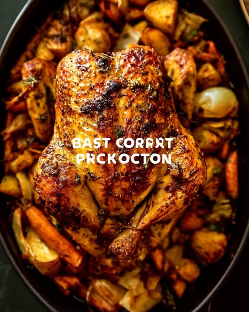 Pollo asado con mantequilla y ajo dorado y jugoso en un plato