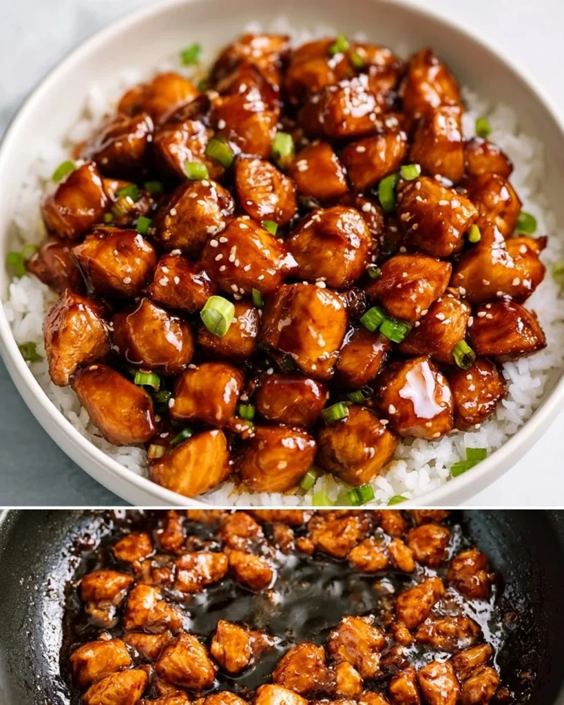 Plato de pollo teriyaki fácil con arroz y verduras