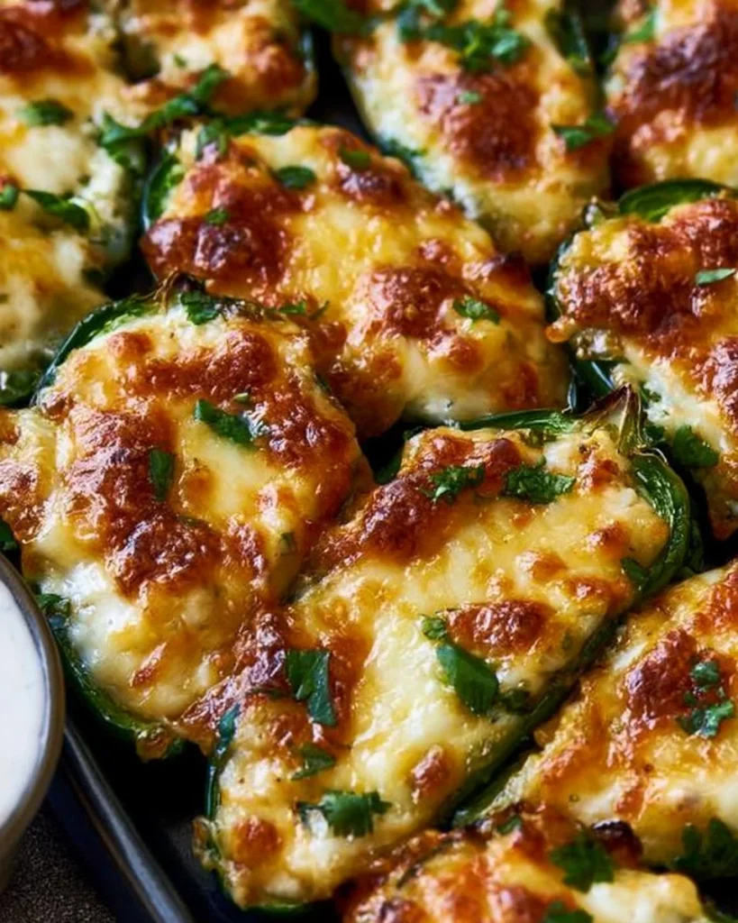 Poppers de jalapeño crujientes y rellenos listos para disfrutar.