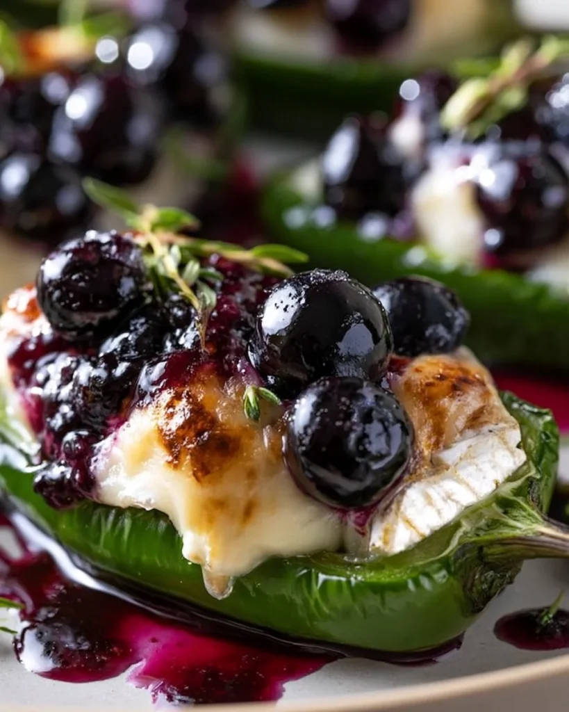 Poppers de jalapeño rellenos de brie y arándano, un aperitivo delicioso y fácil de hacer