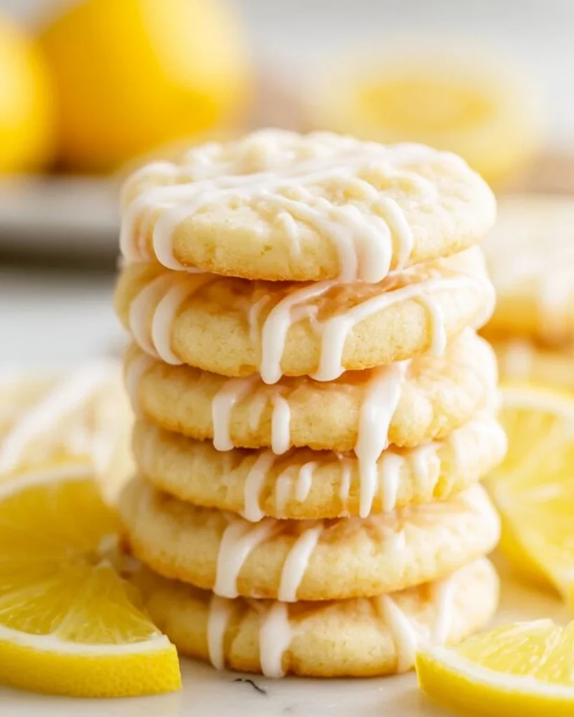 Galletas de azúcar con limón recién horneadas en un plato.
