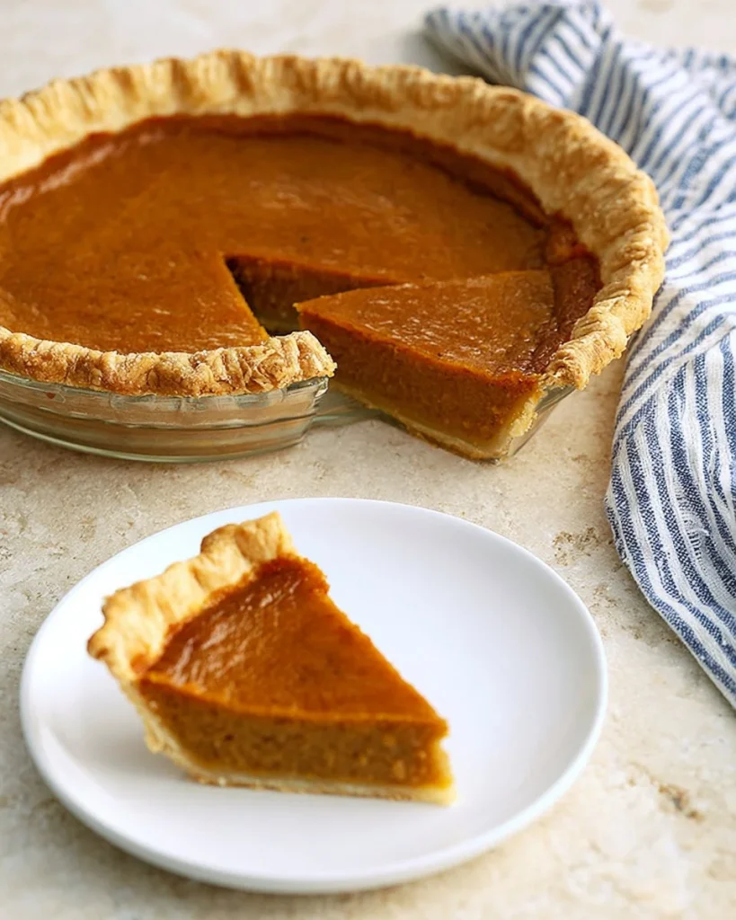 Rebanada de pastel de calabaza de Libby recién horneada