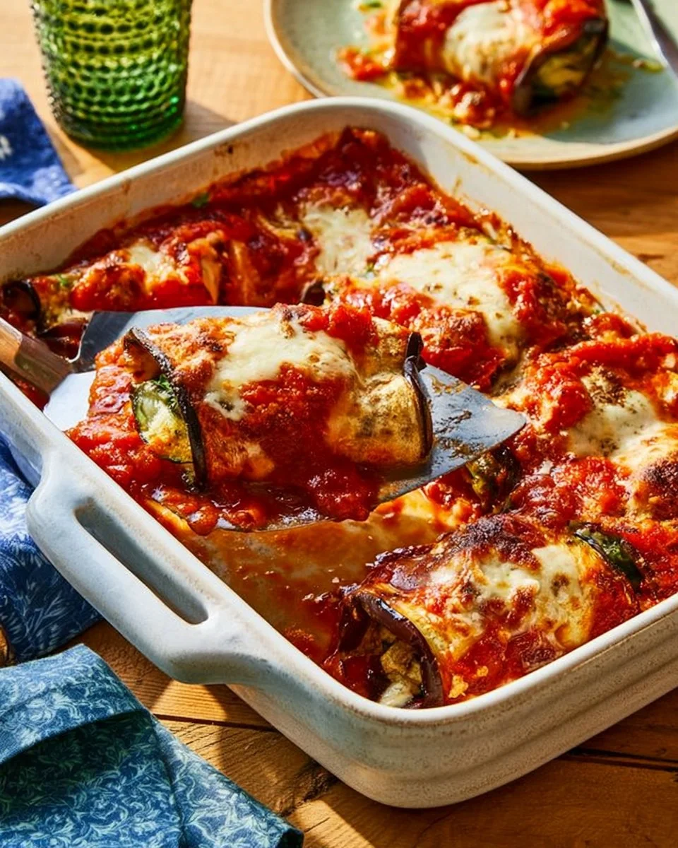 Rollitos de berenjena con ricotta