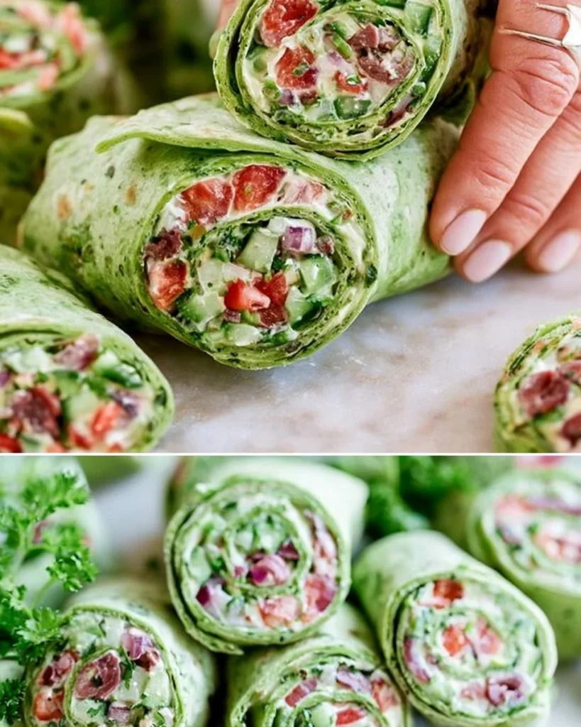 Rollitos de ensalada griega cremosa, saludables y deliciosos