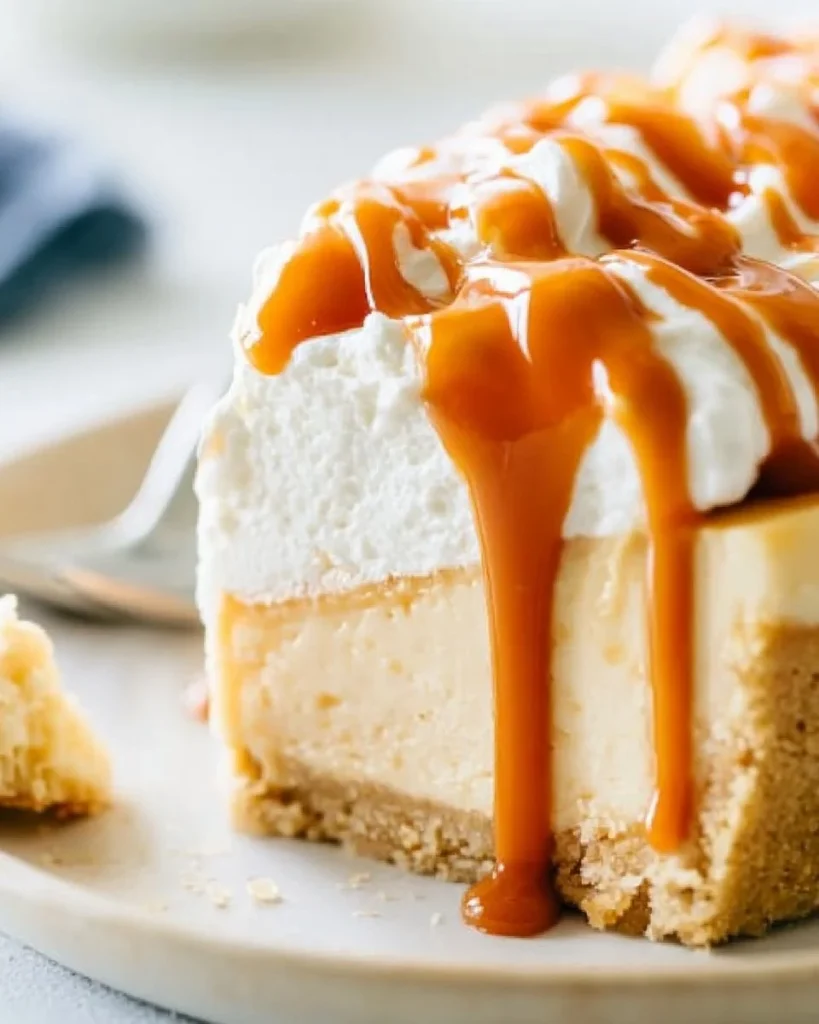 Tarta de Crema de Caramelo decorada con caramelo líquido y nueces