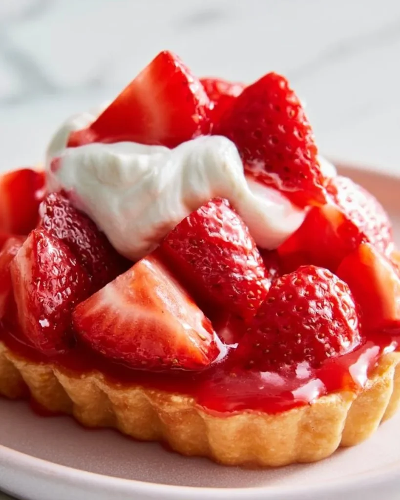 Imagen de una deliciosa tarta de fresa, perfecta para postres.