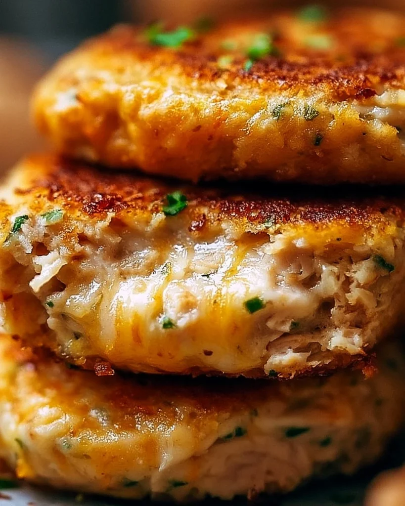 Tortitas de atún crujientes y doradas servidas en un plato