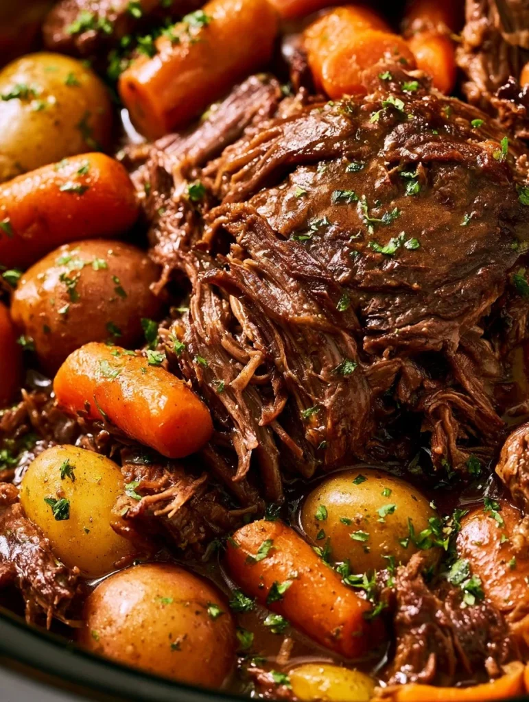 Asado de Res en olla de cocción lenta con vegetales y especias
