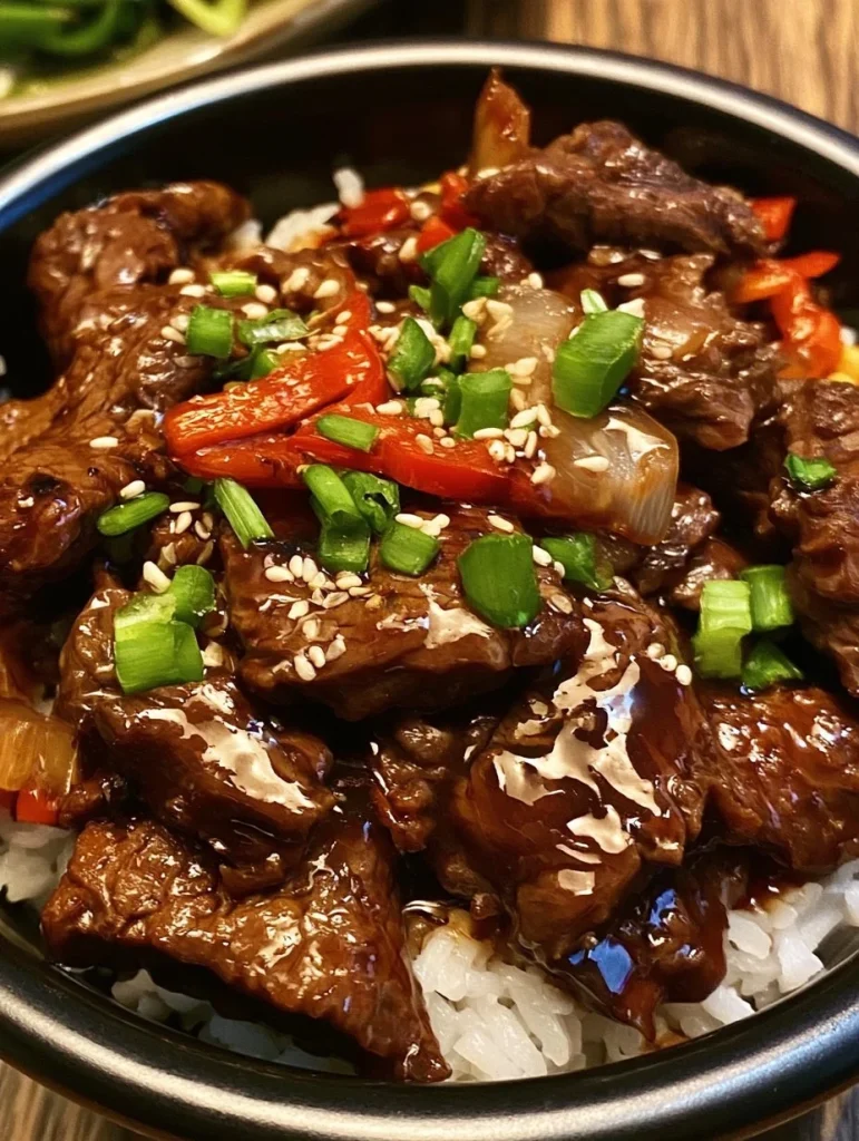 Bistec de pimienta chino tierno y sabroso en un plato perfectamente presentado