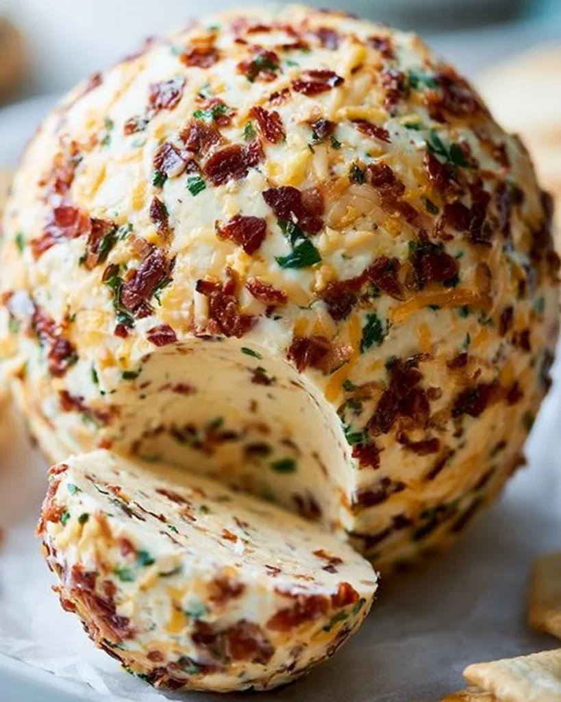 Bolita de queso con tocino y aderezo ranch en un plato