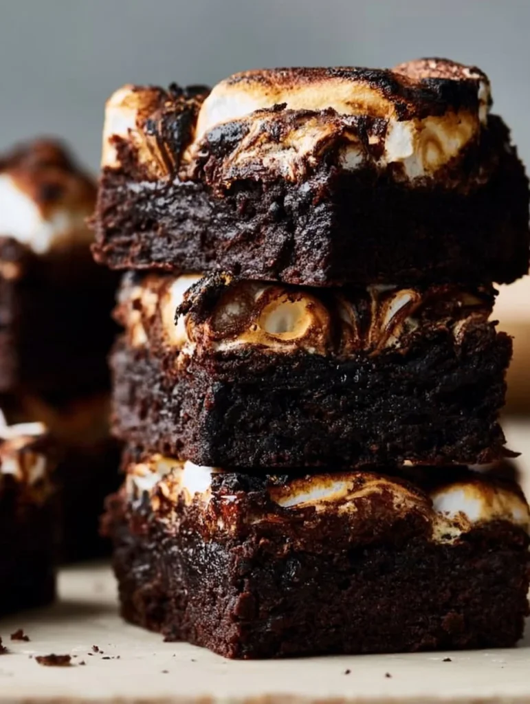 Brownies de malvavisco recién horneados, perfectos para el postre.