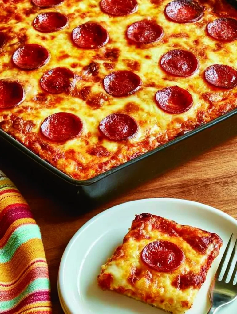 Cazuela de pizza keto saludable y fácil de preparar