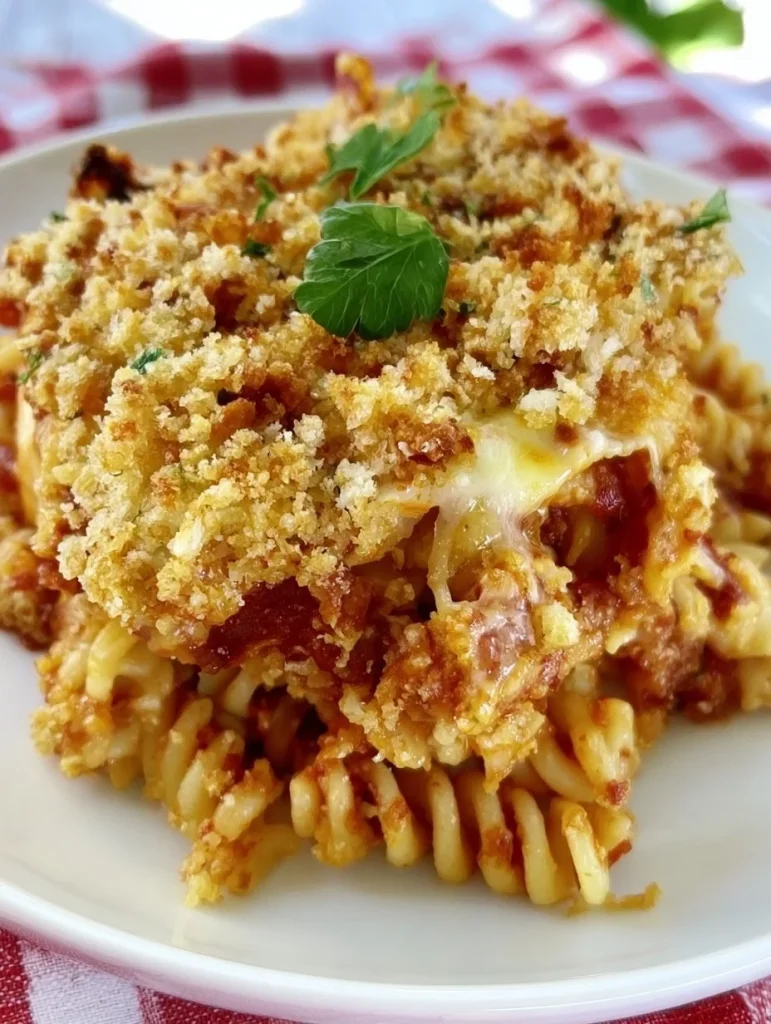 Cazuela de pollo a la parmesana con pasta, platillo delicioso y fácil de preparar