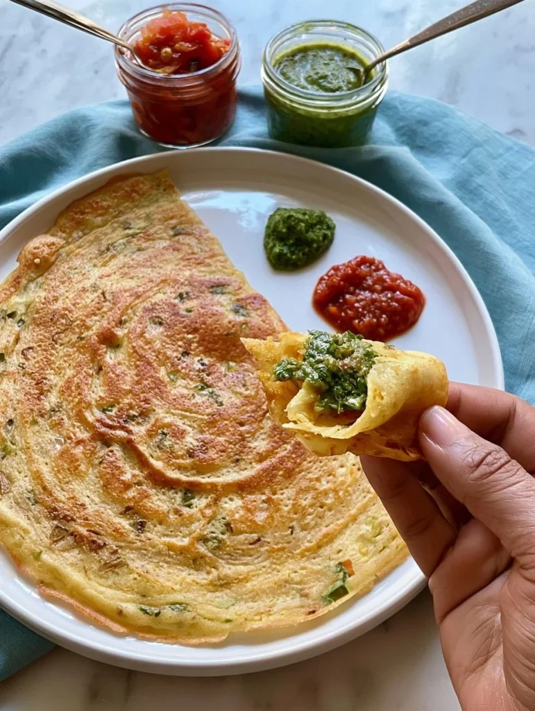 Chilla de Masoor Dal, un plato saludable y delicioso en el plato.