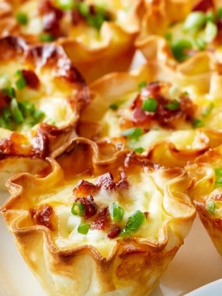 Copas de wonton jalapeño relleno de queso recién horneadas