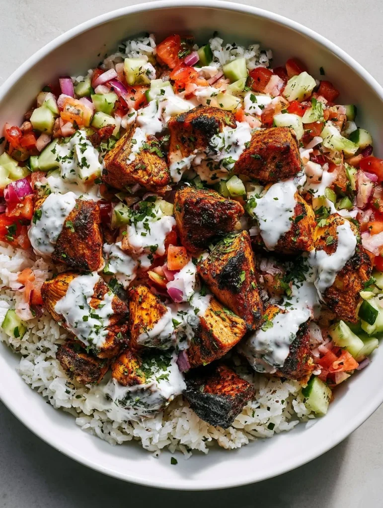 Cuencos de Pollo Mediterráneo con ingredientes frescos y saludables.
