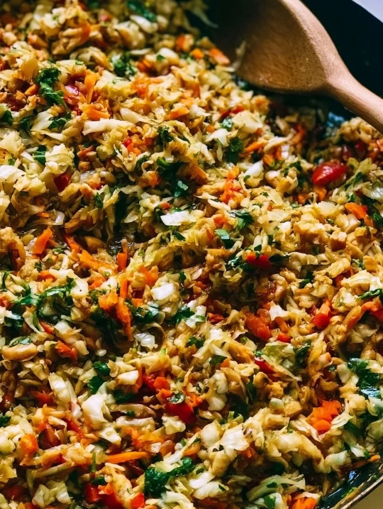Salteado fácil de pollo y repollo en 20 minutos, receta saludable.