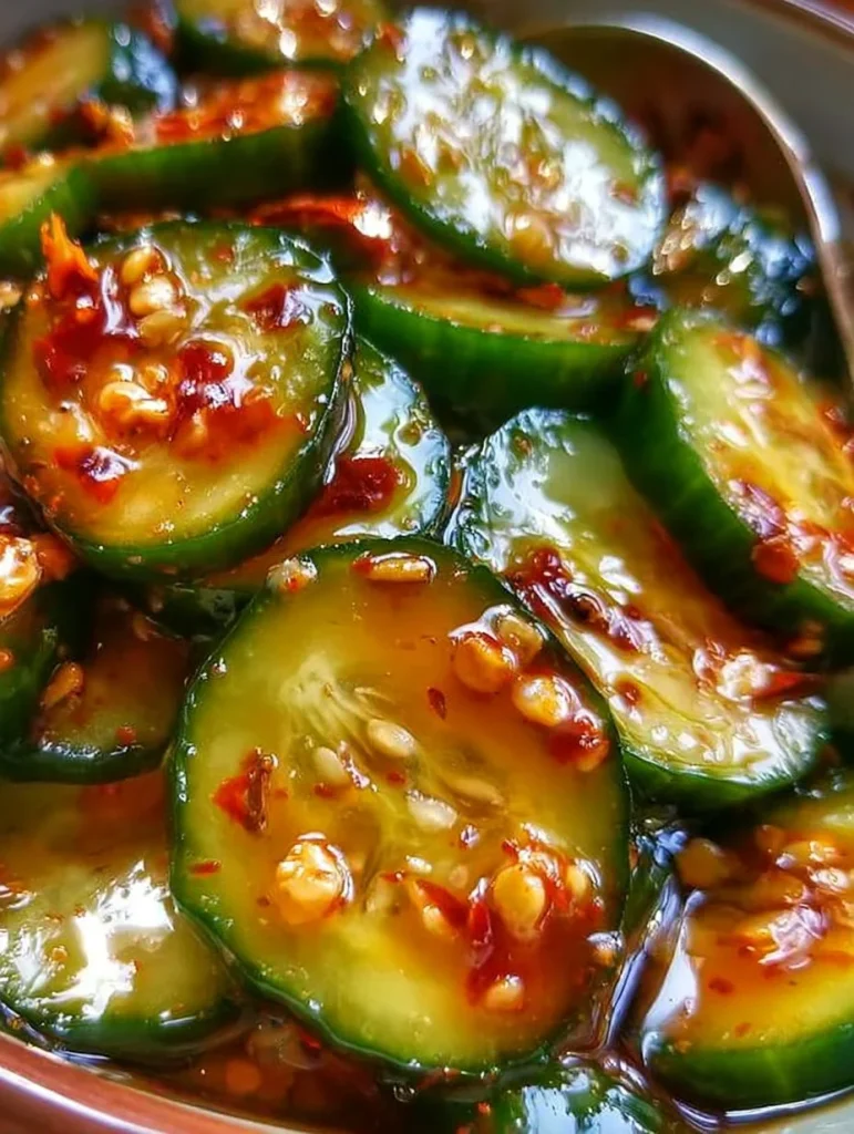 Ensalada de pepino coreano fresca y sabrosa, ideal como acompañante saludable.
