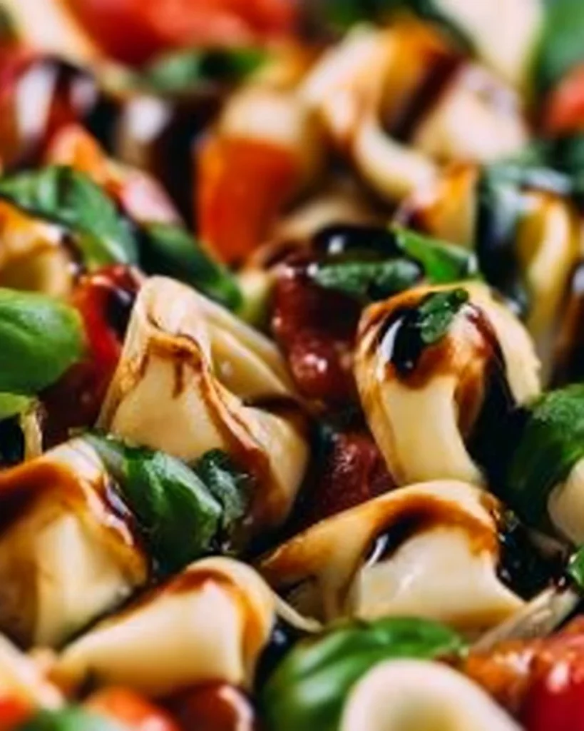 Ensalada de tortellini caprese con tomates y mozzarella fresca