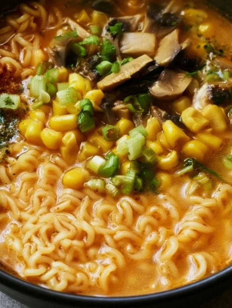 Ramen picante de miso vegano en una olla, fácil y delicioso.