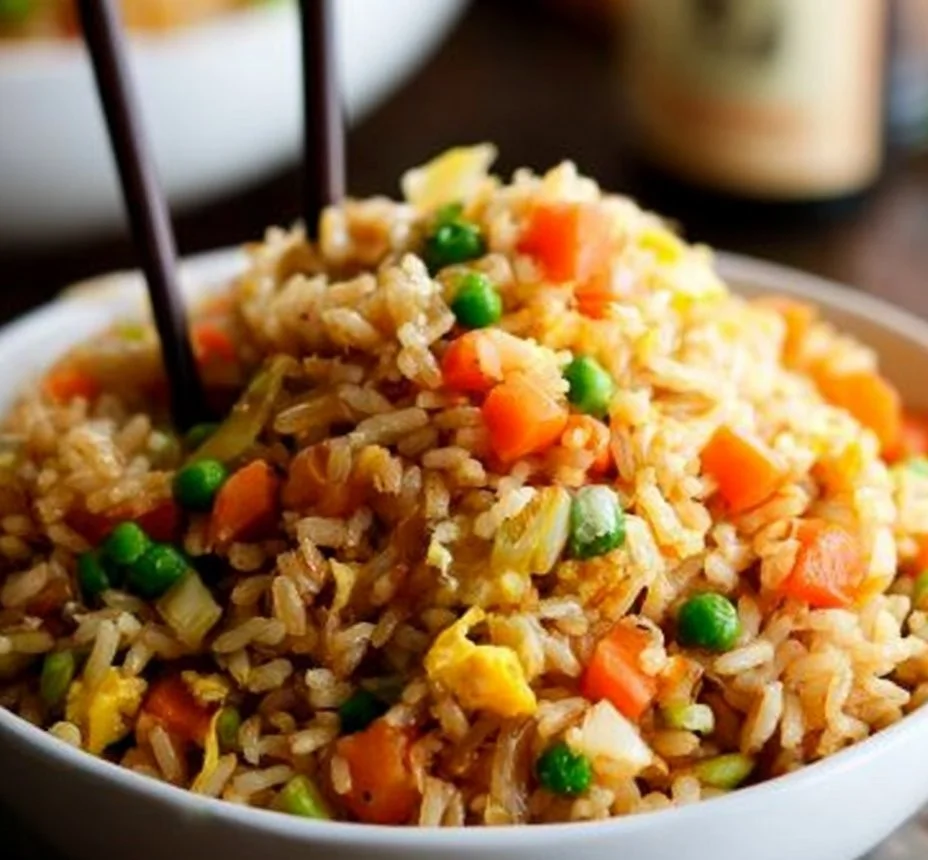 Plato de fried rice casero, mejor que la comida para llevar