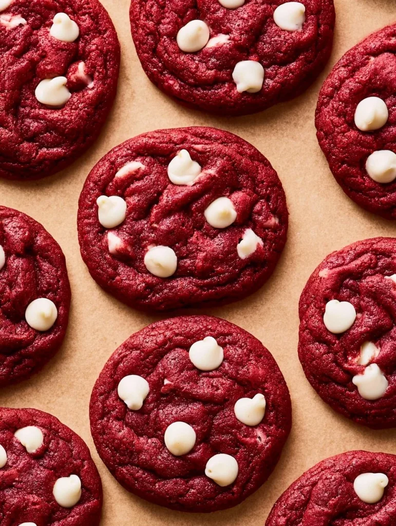 Galletas de terciopelo rojo en un plato decorativo