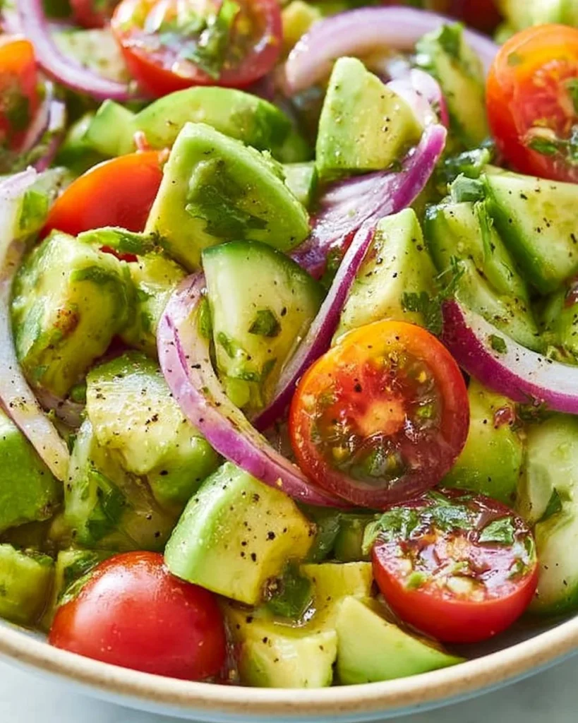 Ensalada de aguacate con ingredientes frescos y coloridos