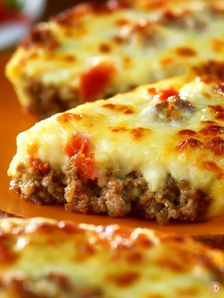 Pastel de cheeseburguesa bajo en carbohidratos delicioso y saludable