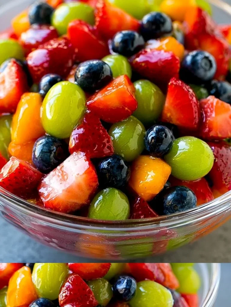 Ensalada de frutas fresca y colorida de verano con variedad de frutas