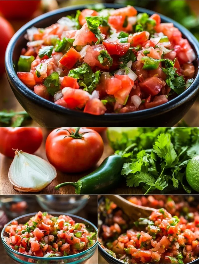 Tazón de pico de gallo fresco con tomates, cebolla y cilantro