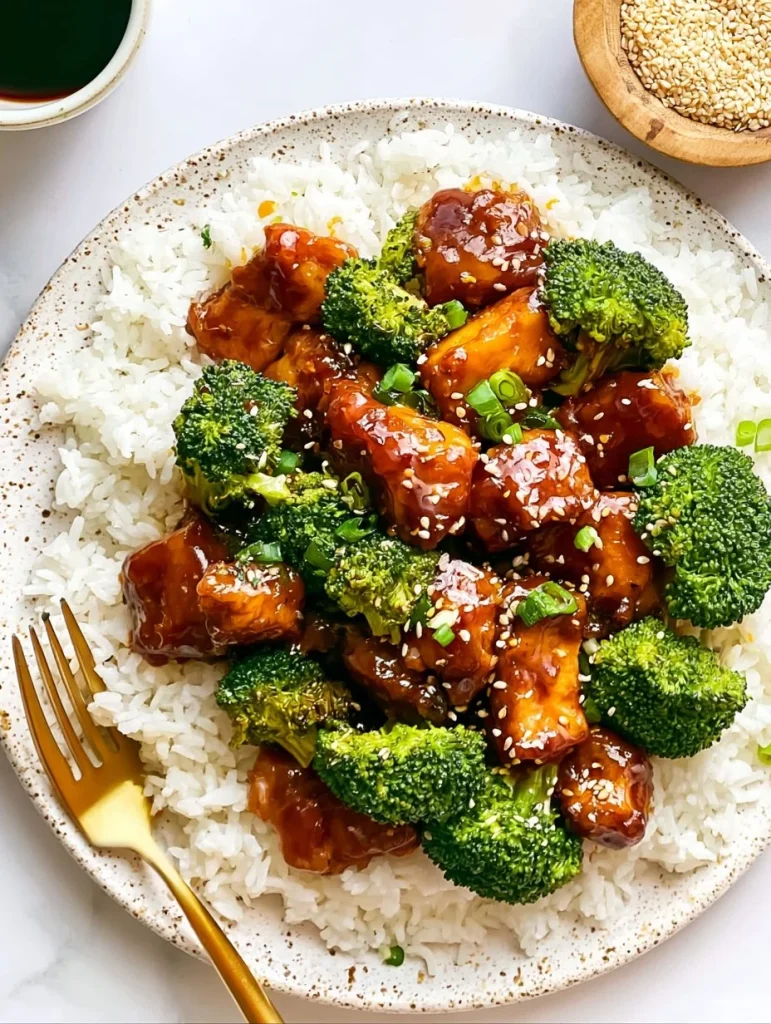 Pollo Teriyaki cocinado en freidora de aire, plato sabroso y saludable
