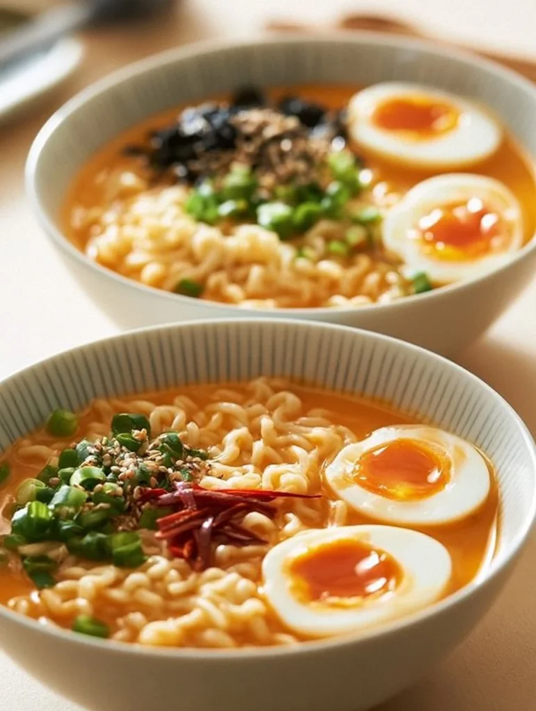 Tazón de Ramen Cremoso con ingredientes frescos y sabrosos.