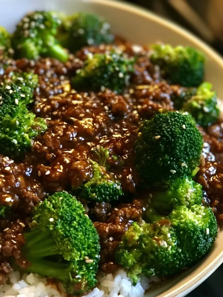 Plato de carne molida y brócoli, saludable y delicioso