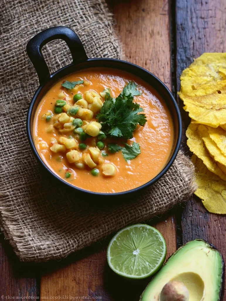Sopa de Pollo y Coco servida en un tazón, lista para disfrutar.