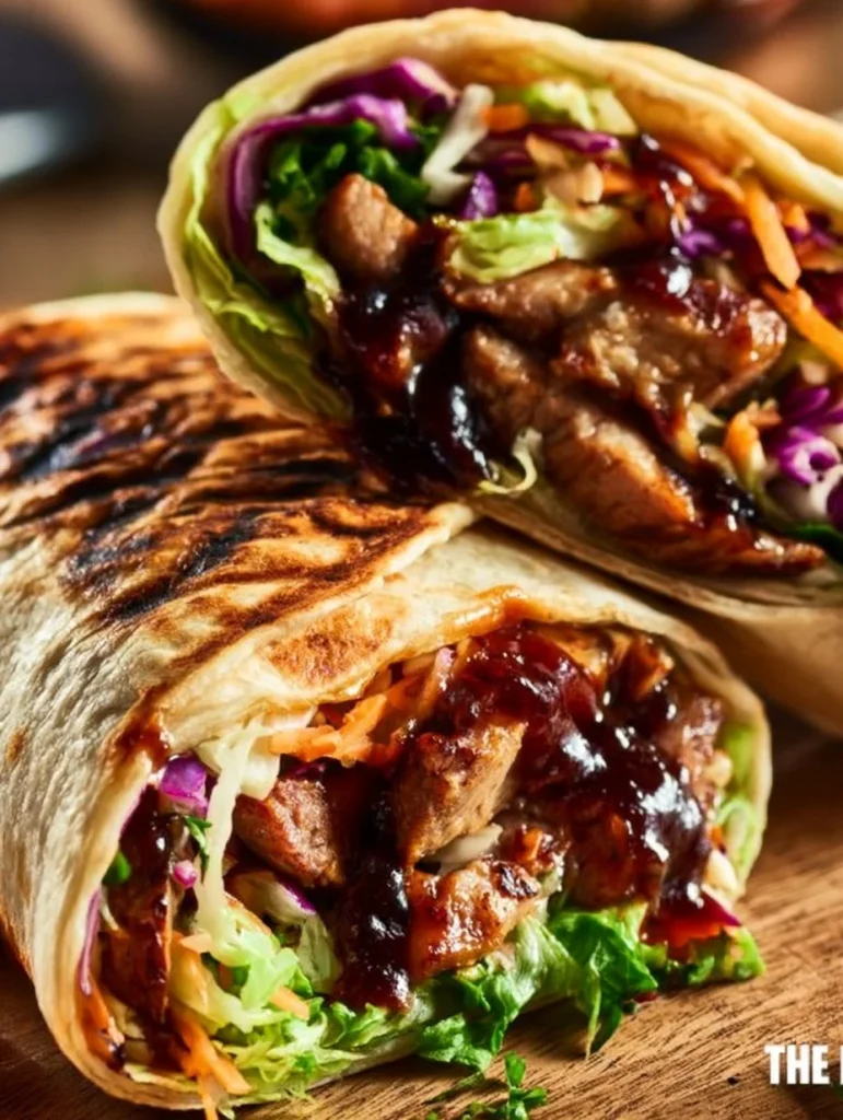 Wrap de Pollo Teriyaki listo para servir, con ingredientes frescos y sabrosos.