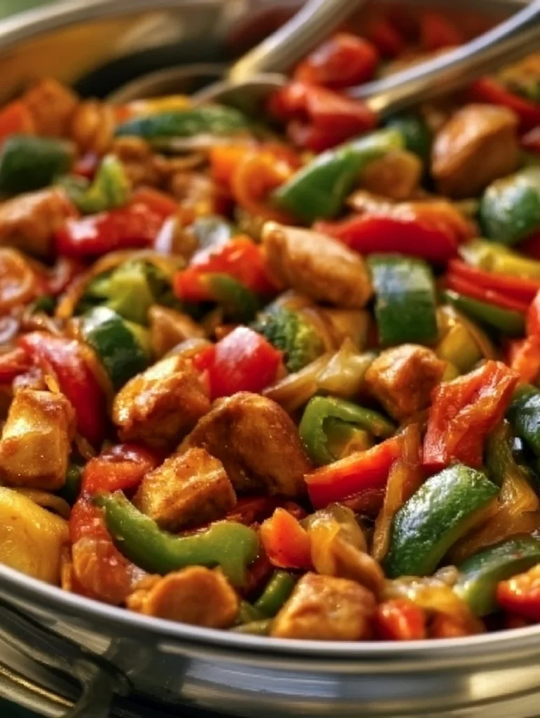 Salteado de pollo Mediterráneo con verduras y hierbas frescas