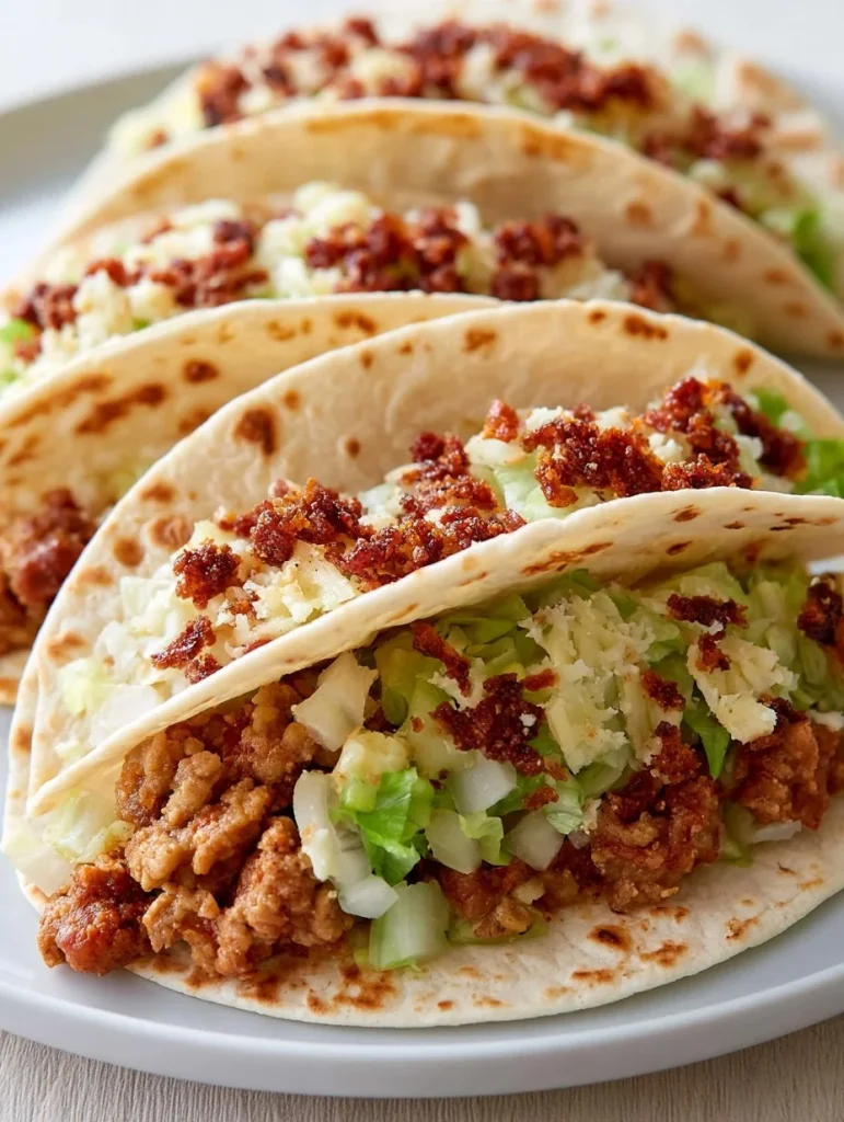 Tacos Smash de Pollo César con ingredientes frescos y sabrosos