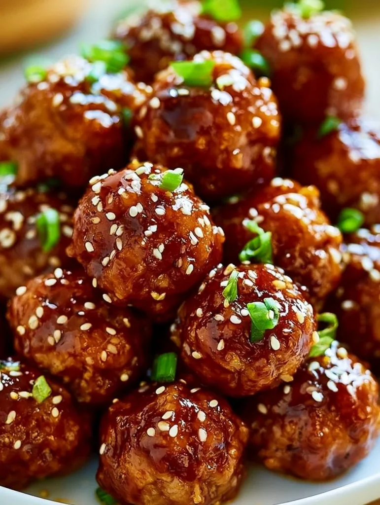 Albóndigas de pavo con miel y ajo en un plato, listas para servir.