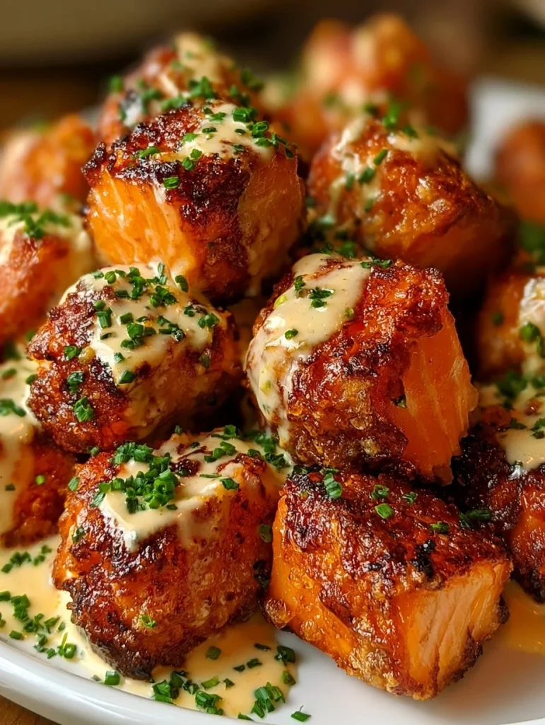Bocaditos de Salmón Bang Bang servidos en una bandeja elegante