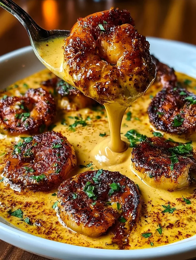 Camarones al horno con coco y mayonesa de chile dulce en un plato.