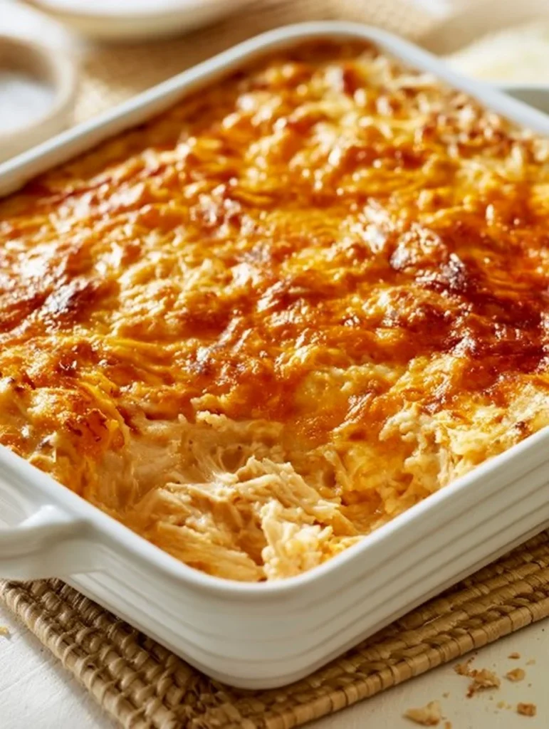 Dip de pollo búfalo Franks RedHot servido con papas y vegetales