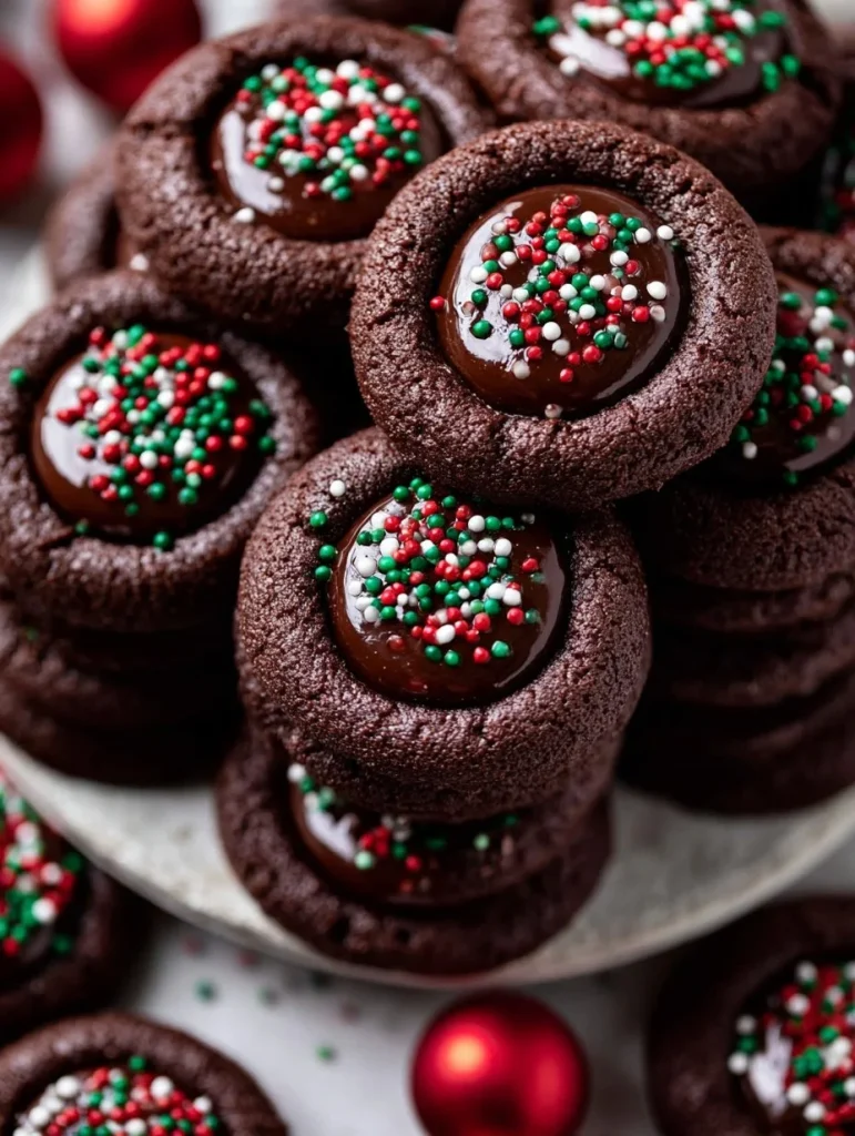 Galletas de chocolate con huella recién horneadas y decoradas