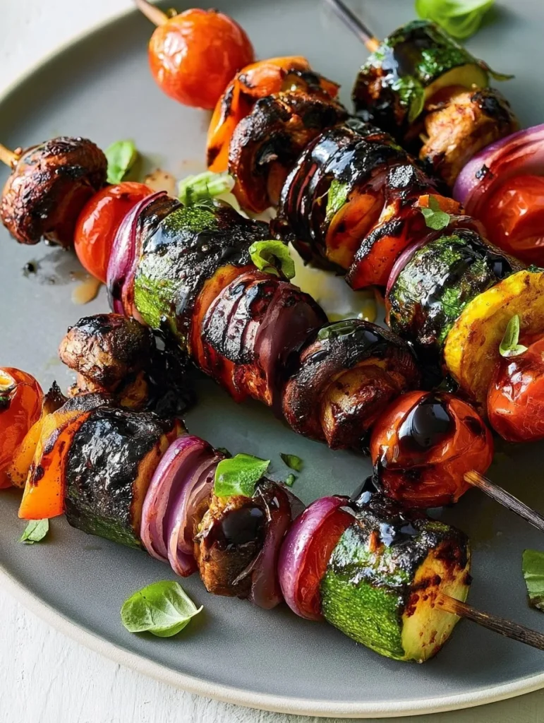 Verduras asadas a la parrilla con reducción de vinagre balsámico