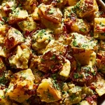 Deliciosa ensalada de papas con ingredientes frescos y coloridos