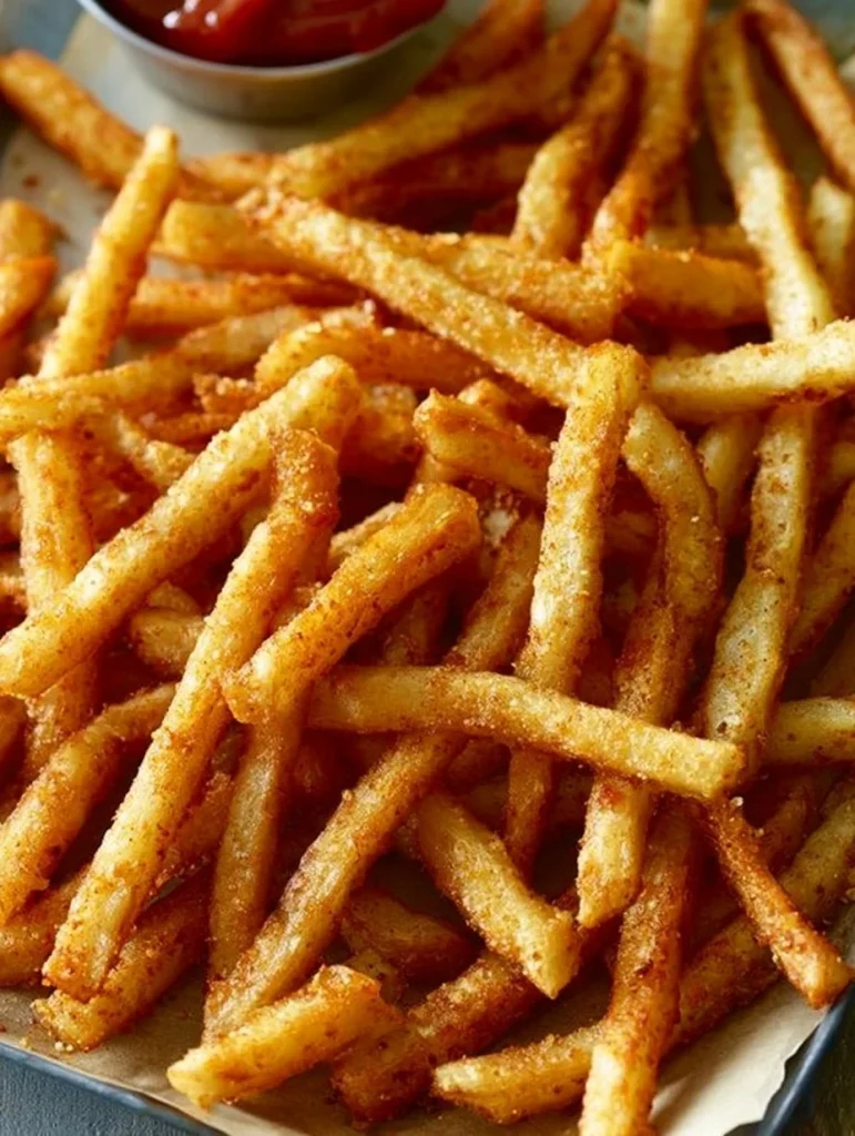 Papas fritas rebozadas en cerveza, crujientes y doradas.