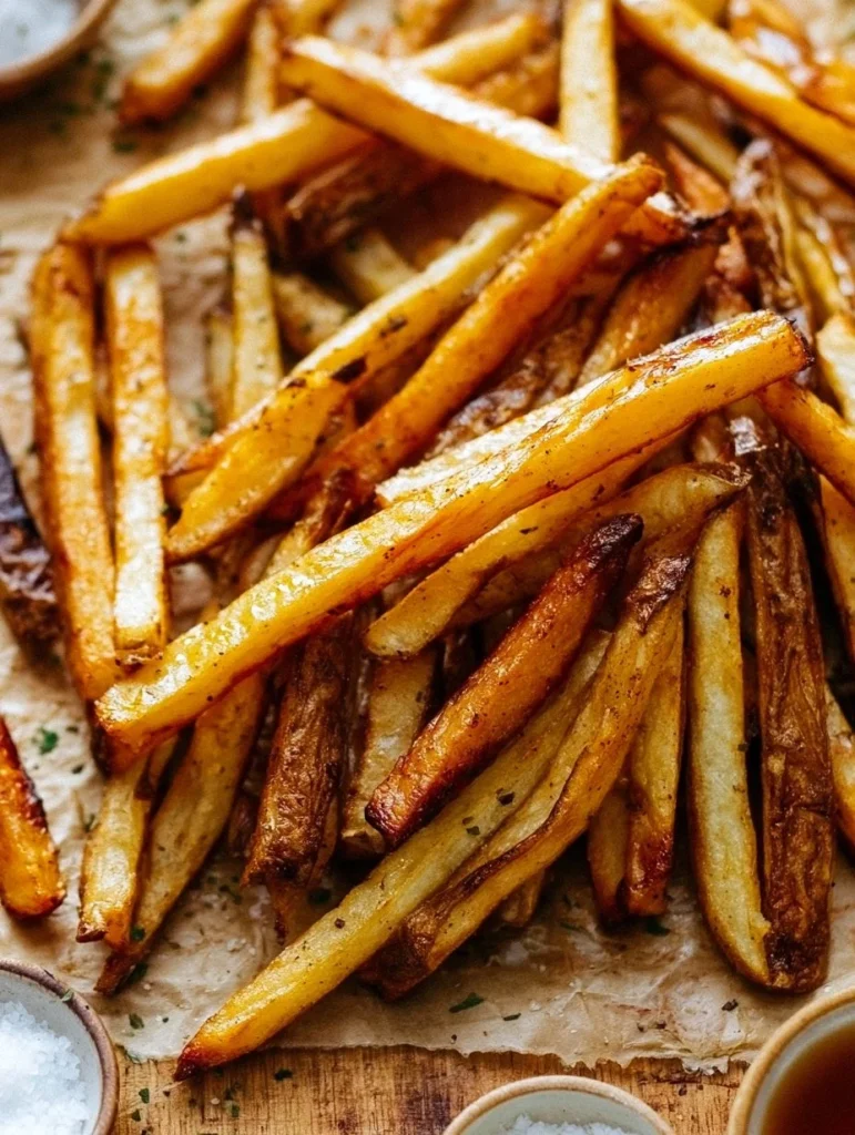Papas fritas al vinagre cocinadas en freidora de aire crujientes y sabrosas